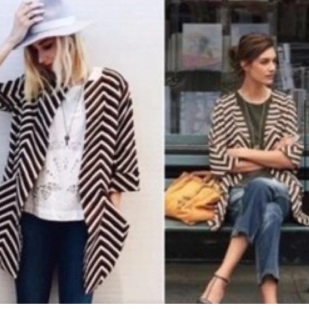 ANTHROPOLOGIE • Eva Franco • Stylish Chevron Patterned Casual Jacket - Picture 5 of 15
